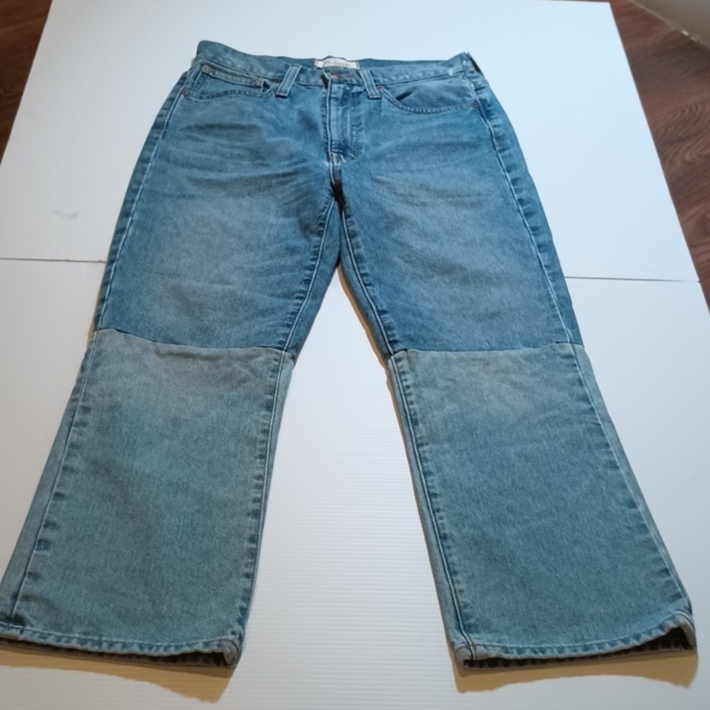 Madewell Two Tone Blue Retro Crop Bootcut Jeans A20 - Picture 2 of 8